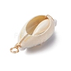 Copper Wired Printed Natural Cowrie Shell Pendants PALLOY-JF03111-5