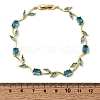 Leaf Brass Micro Pave Cubic Zirconia Link Chain Bracelets for Women BJEW-D455-01G-7