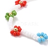 Handmade Daisy Flower Baking Paint & Dyed Glass Seed Beaded Stretch Bracelets BJEW-JB07668-01-4