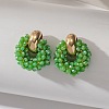 Iron & Glass Bead Ring Stud Earrings FS-WG96D15-08-1
