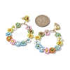 Woven Flower Glass Seed Beads Dangle Earrings EJEW-JE05816-3
