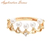 Brass Micro Clear Cubic Zirconia Adjustable Ring Settings KK-T062-238G-4
