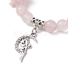 Natural Rose Quartz Round Beaded Charm Bracelets BJEW-TA00615-03-3