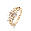 Heart Clear Cubic Zirconia Adjustable Ring RJEW-M146-04G-1