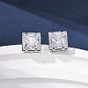 Brass Micro Pave Clear Cubic Zirconia Stud Earrings EJEW-C174-02B-P-1