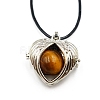 Natural Tiger Eye Cage Pendant Necklaces PW-WG28400-07-1