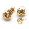 Women's Double Sided Glass Ball Stud Earrings X-EJEW-R104-07J-1