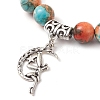 Synthetic Ocean White Jade Round Beaded Charm Bracelets for Women BJEW-JB11372-3