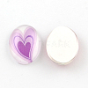 Heart Pattern Glass Oval Flatback Cabochons for DIY Projects X-GGLA-R022-45x35-79-2