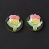 Transparent Flower Resin Cabochons RESI-G034-B06-3