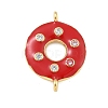 Rack Plating Brass Clear Cubic Zirconia Donut Connector Charms KK-A234-030G-01-2