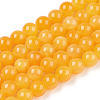 Natural Dyed Yellow Jade Gemstone Bead Strands G-R271-6mm-Y08-1