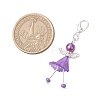 5Pcs Flower Angel Glass Seed & Acrylic Pendant Decorations HJEW-JM03563-01-3
