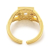 Rack Plating Brass Micro Pave Cubic Zirconia Rectangle Open Cuff Ring for Women RJEW-C082-05G-3