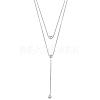 Anti-Tarnish Double Y-shaped Necklace Long Drop Dangle Necklace Delicate Y Chain Necklace Personalized Zircon Pendant Necklaces Choker Trendy Y Necklace Jewelry for Women JN1093A-1