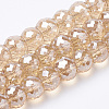Electroplated Glass Beads Strands X-EGLA-Q092-8mm-A10-1