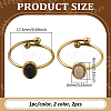 2Pcs 2 Colors Stainless Steel with Synthesis Gemstone Adjustable Cuff Rings RJEW-GO0001-37C-2