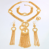 Luxury Alloy Ring Tassel Bracelets & Earrings & Necklaces & Rings Sets for women CI2534-4