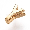 Golden Plated Brass Micro Pave Cubic Zirconia Slide Charms ZIRC-L075-61Y-G-2