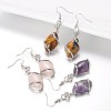 Platinum Tone Brass Rhinestone Mixed Stone Dangle Earrings EJEW-JE01702-1