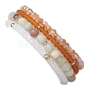 4Pcs 4 Styles 6mm Round Natural Flower Amazonite & Glass Beaded Stretch Bracelet Sets BJEW-JB10605-5