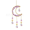 Natural Amethyst Chips Moon & Glass Teardrop Suncatchers LS-PW-WG75240-03-1