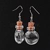 Flat Round Glass Wishing Bottle Dangle Earrings EJEW-JE02040-06-2