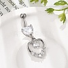 Alloy Crystal Rhinestone Dangle Curved Barbell Belly Rings LS-AJEW-R007-04P-06-4