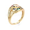 Brass Micro Pave Cubic Zirconia Cuff Rings RJEW-S045-073-NR-1