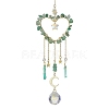 Natural Green Aventurine Chip Beads with Brass Findings Pendant Decorations HJEW-JM01814-03-1
