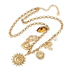 304 Stainless Steel & Resin & Imitation Pearl Multi-Pendant Bib Necklaces for Women SA-CBA717A-04G-2