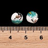 Floral Printed Porcelain Beads X-PORC-Q199-8mm-17-3