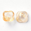 4-Petal Transparent Spray Painted Glass Bead Caps X-GGLA-S054-009B-01-2