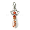 Glass Wishing Bottle with Natural Carnelian inside Pendant Decorations HJEW-JM01741-04-1