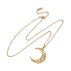 304 Stainless Steel Hollow Flower Moon Pendant Cable Chain Necklaces for Men Women NJEW-K308-01A-G-4