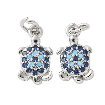 Brass Micro Pave Cubic Zirconia Charms KK-U056-44P-1