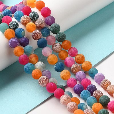 Natural Crackle Agate Beads Strands G-G055-8mm-9-1