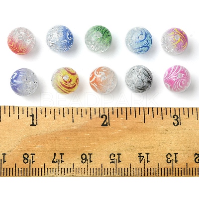 100Pcs 10 Colors Two Tone Spray Painted Crackle Acrylic Beads DIY-FS0006-73-1