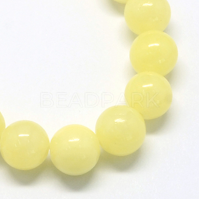 Natural Dyed Yellow Jade Gemstone Bead Strands G-R271-4mm-Y06-1