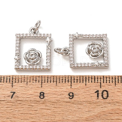 Brass Micro Pave Clear Cubic Zirconia Pendants CU-CBA2907-03B-P-1