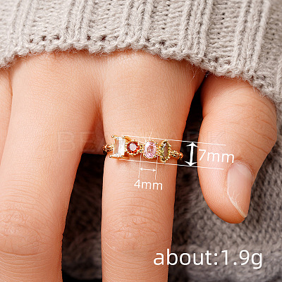 Oval & Horse Eye & Rectangle Brass with Colorful Cubic Zirconia Finger Rings FS-WGD0B16-02-1