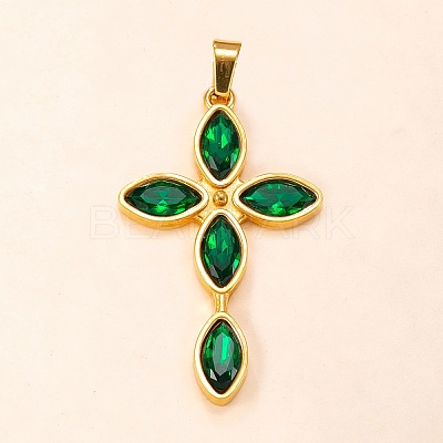 304 Stainless Steel Pave Cubic Zirconia Religion Cross Pendant for Men Women WG31638-02-1