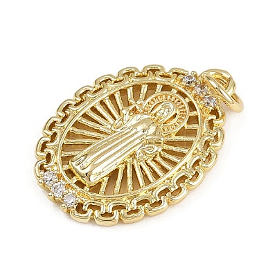 Brass Micro Pave Cubic Zirconia Pendants KK-D409-49G-02-1