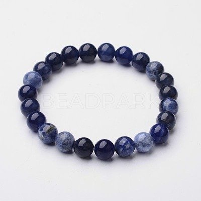 Natural Sodalite Beaded Stretch Bracelets X-BJEW-F203-05-1