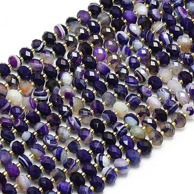 Natural Banded Agate Beads Strands G-P573-A12-01-1