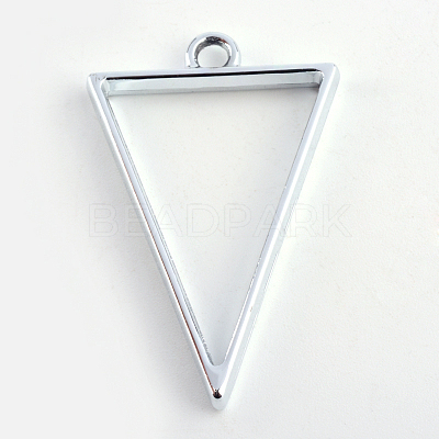 Rack Plating Alloy Triangle Open Back Bezel Pendants X-PALLOY-S047-09D-FF-1