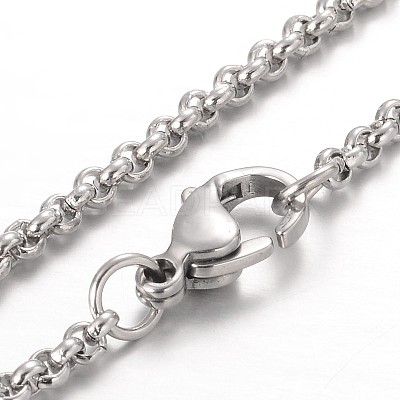 Non-Tarnish 304 Stainless Steel Rolo Chain Necklaces X-NJEW-JN01228-02-1