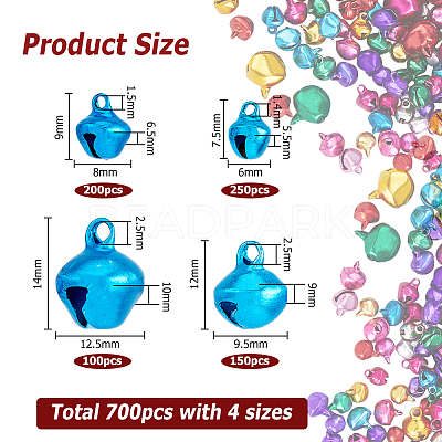 700Pcs Aluminum and Iron Bell Charms FIND-HS0001-48-1