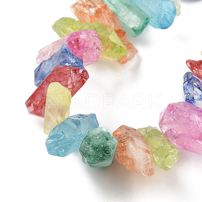 2 Strands Natural Dyed Quartz Pointed Stick Beads Strands G-PA0001-77-1
