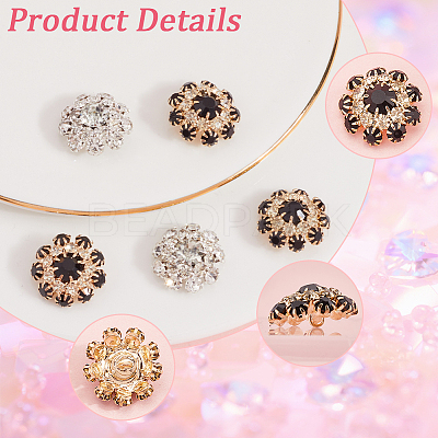 16Pcs 2 Colors 1-Hole Alloy Rhinestone Shank Buttons BUTT-GF0003-62-1